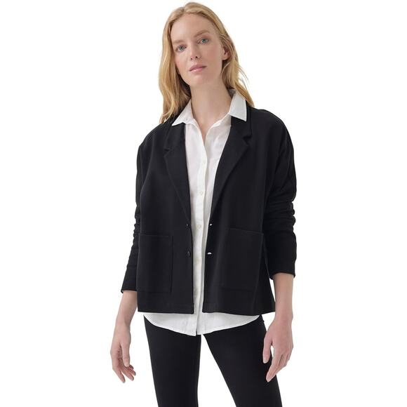 New Pact Organic Womens Jacket L Black Relaxed Airplane Blazer Sample - Picture 4 of 9